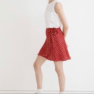 NWOT Madewell Red Wrap Skirt